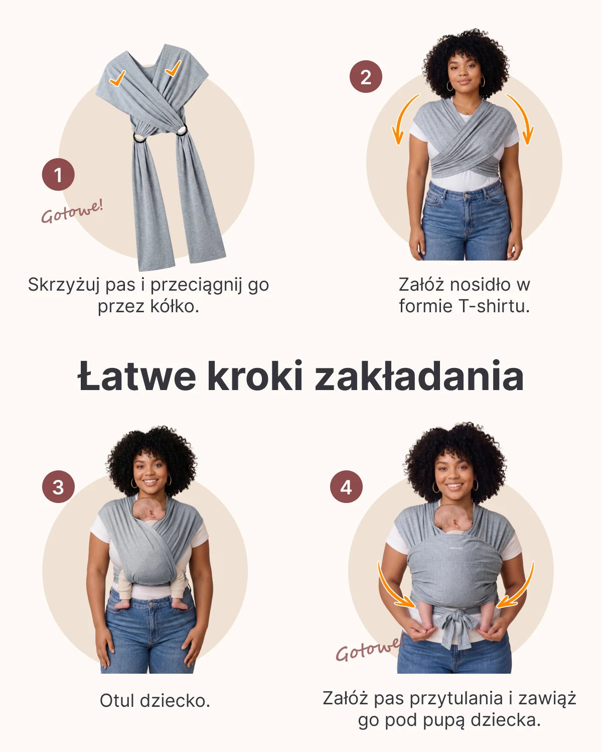 Łatwe do Noszenia, Wolne Ręce – Chusta Elastyczna do Noszenia Dziecka