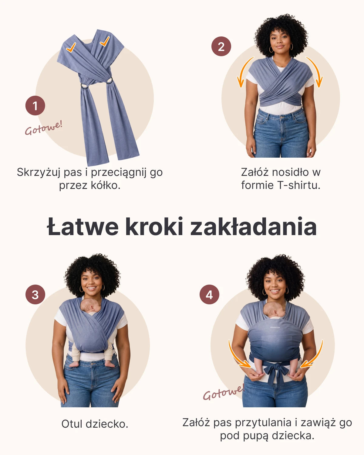 Łatwe do Noszenia, Wolne Ręce – Chusta Elastyczna do Noszenia Dziecka