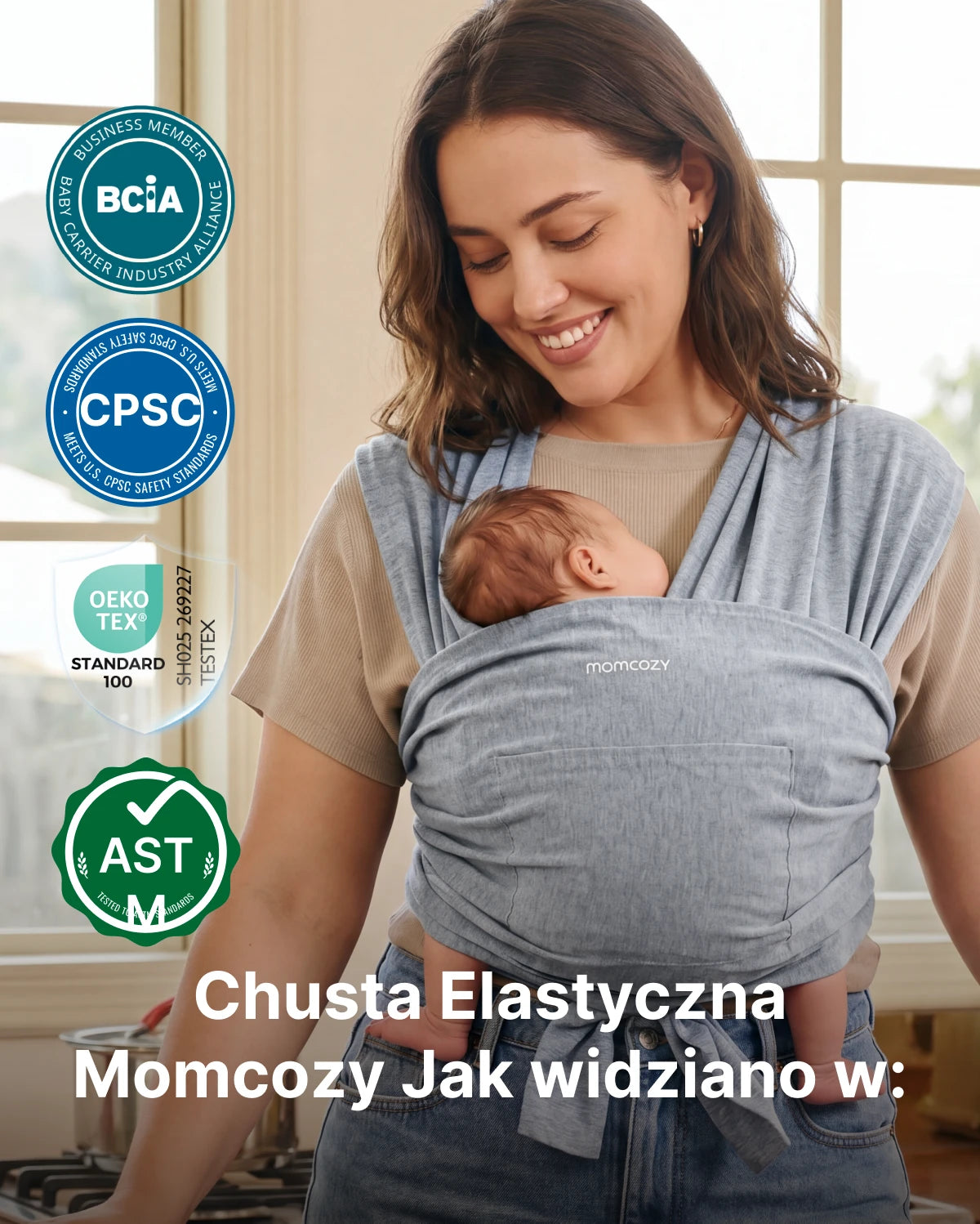 Łatwe do Noszenia, Wolne Ręce – Chusta Elastyczna do Noszenia Dziecka