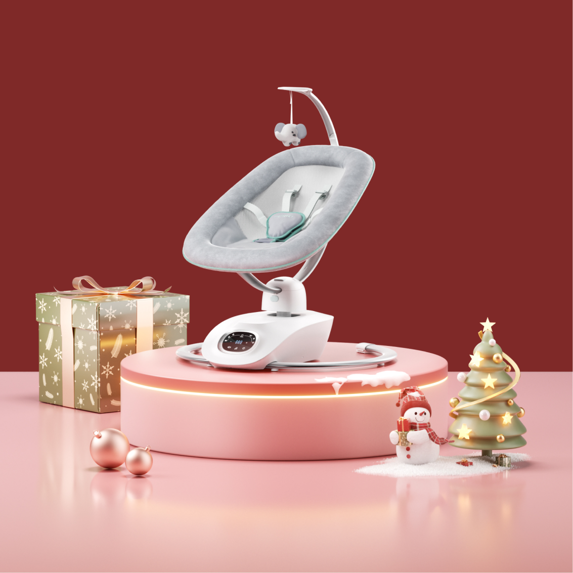 Momcozy CocoSway Leżaczek Bujaczek dla Dzieci - Elektryczna z Ruchem 3D