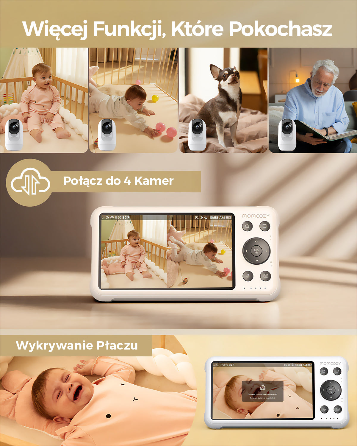Momcozy 5-Inch Dual-mode Smart Baby Monitor with 2 Camera -BM04