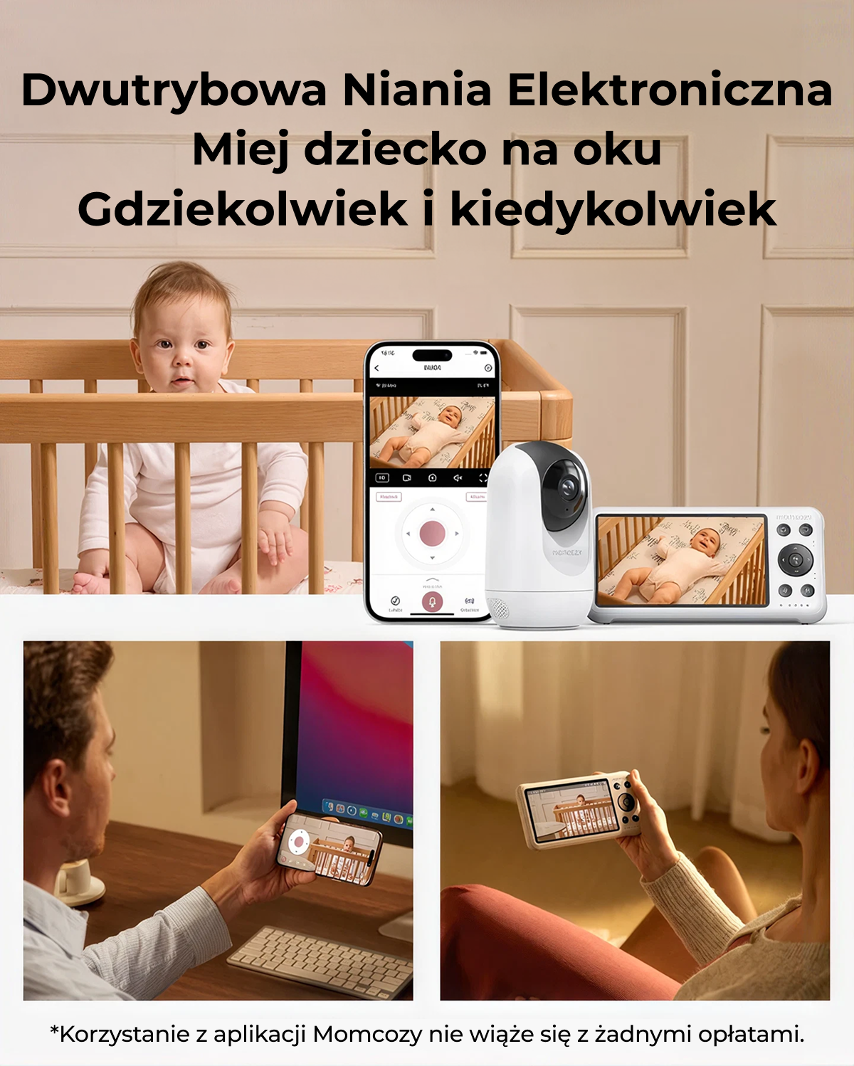Momcozy 5-calowa Inteligentna Niania Elektroniczna  z Podwójnym Trybem- BM04