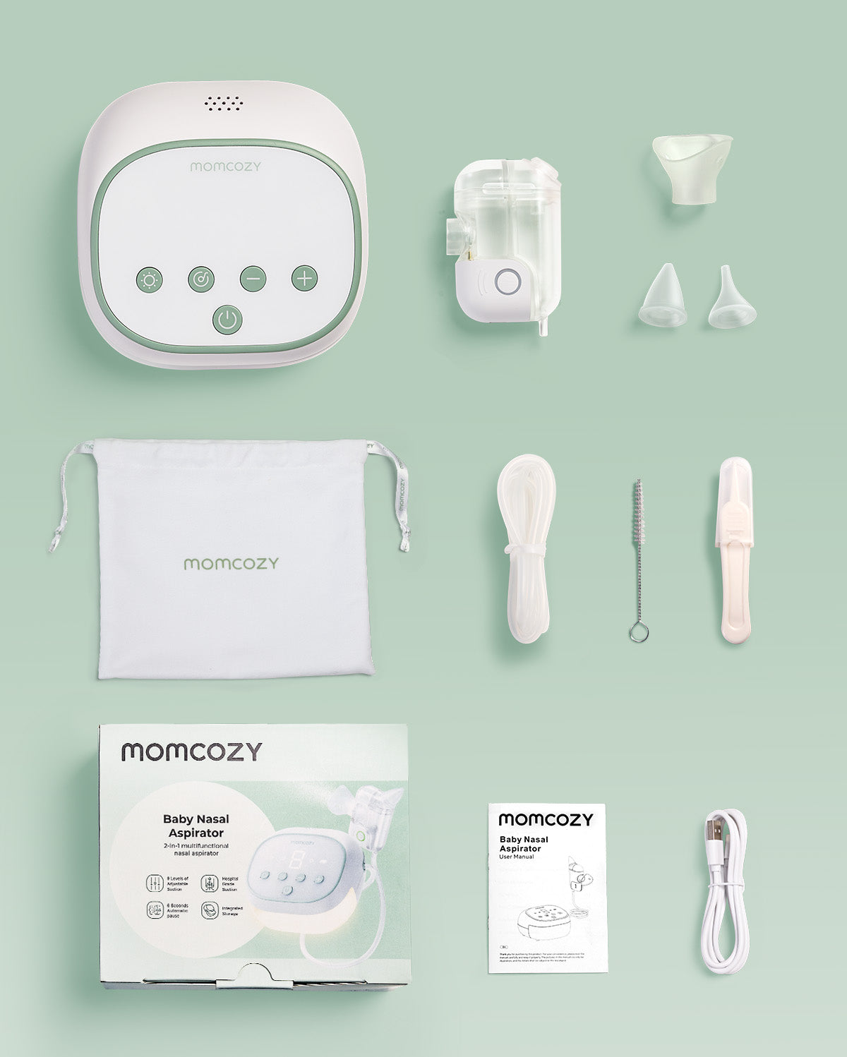 Momcozy BreezyClear Pro™ 2‑w 1 Elektryczny Aspirator do Nosa ze Sprayem & Ssaniem