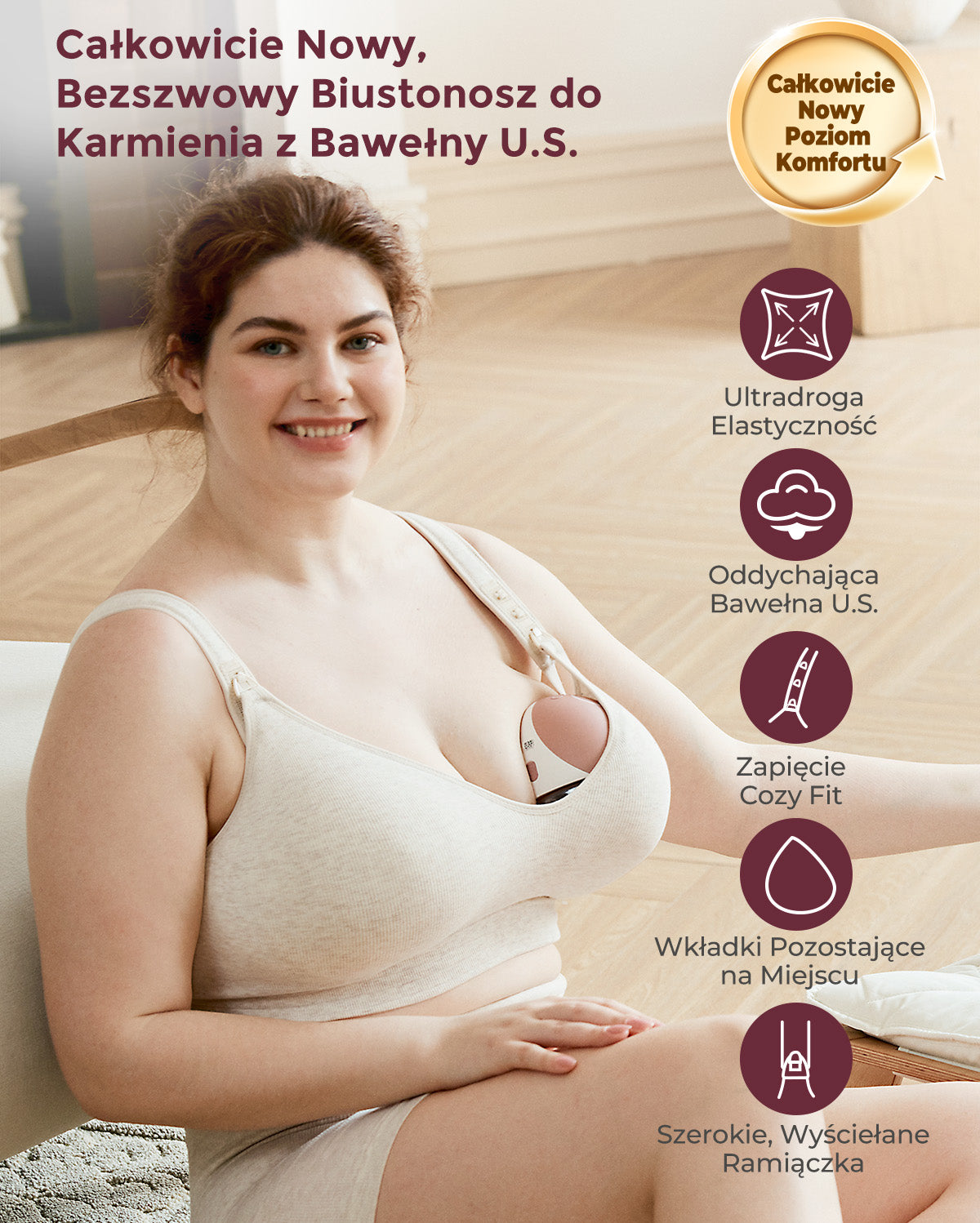 Momcozy Bawełniane Biustonosze do Karmienia dla Dużego Biustu