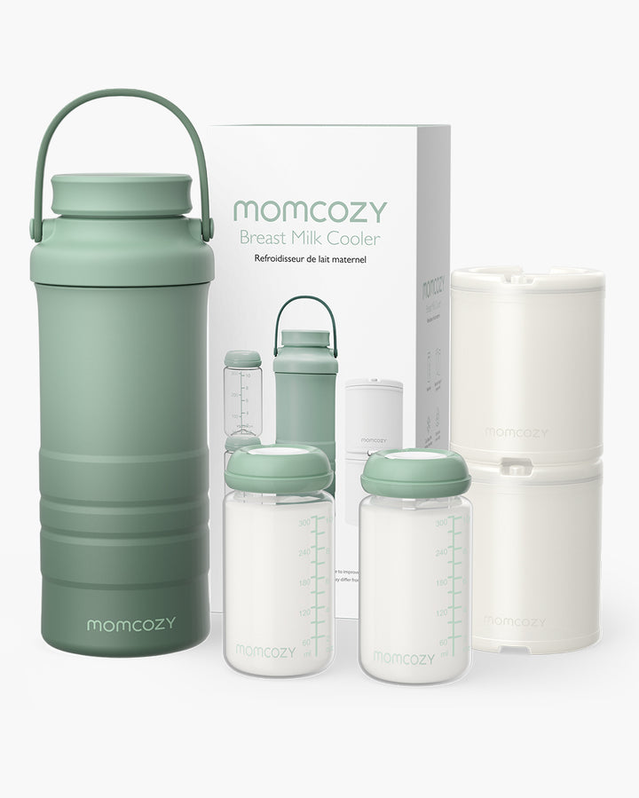 Momcozy 22oz breast milk cooler with two storage bottles for portable milk storage