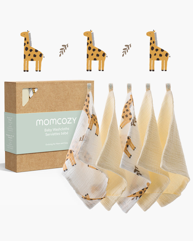 Momcozy Ściereczki do Mycia Dziecka – Miękka 4-Warstwowa Bawełna, Delikatna dla Noworodków