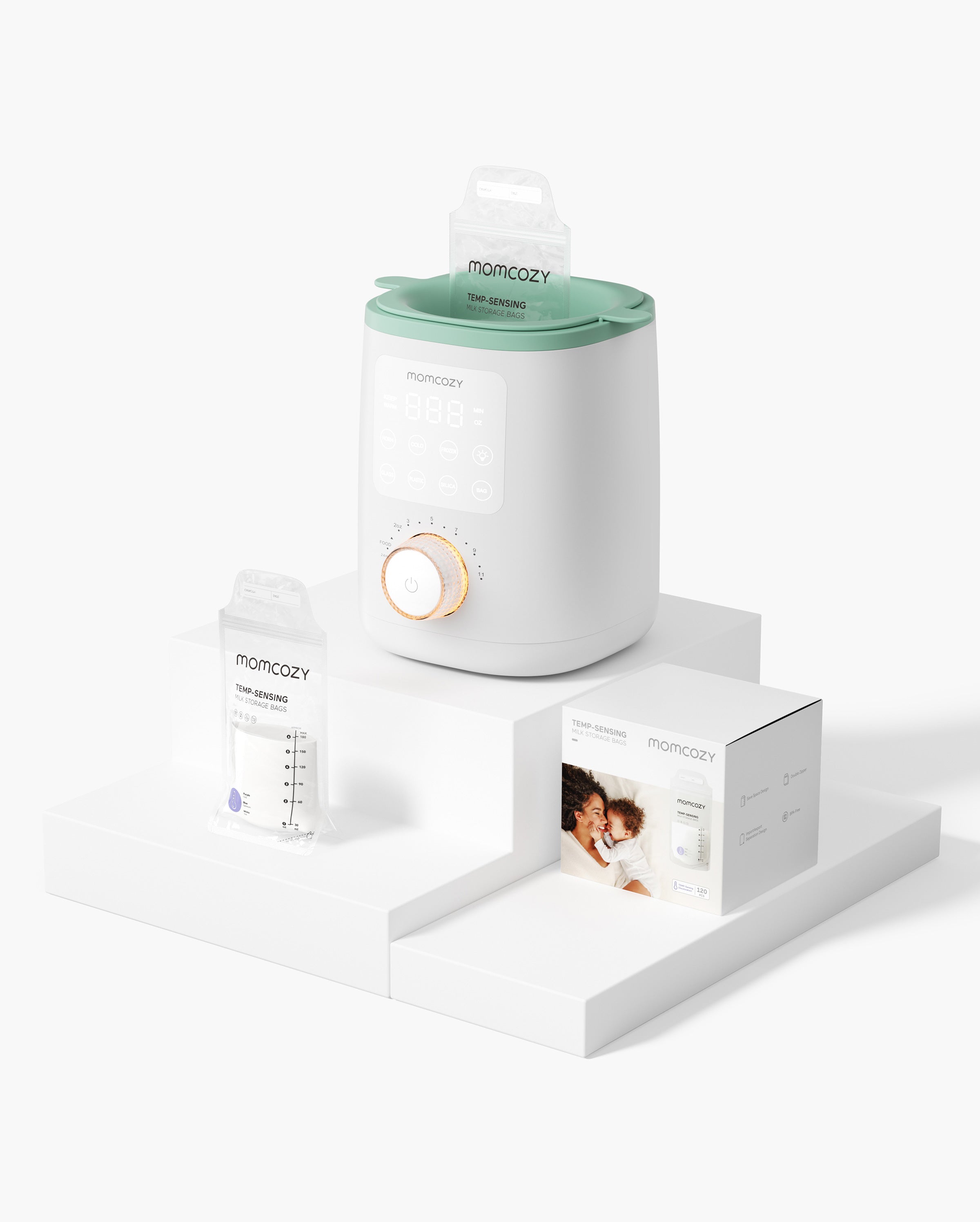 Podgrzewacz do Butelek Nutri Smart i 120 Woreczki do Przechowywania Mleka Matki