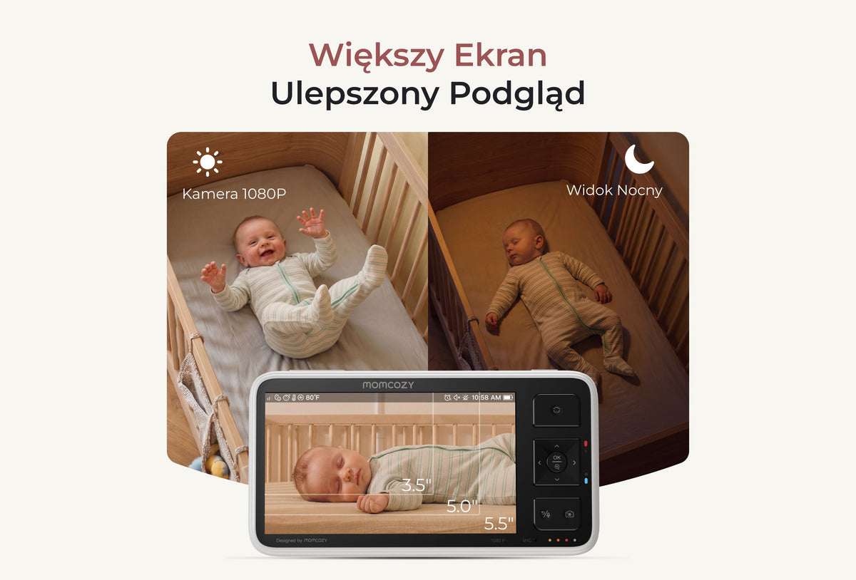 Inteligentna Niania Elektroniczna bez Wi-Fi 5,5 Cala Full HD (BM03 Czarna)