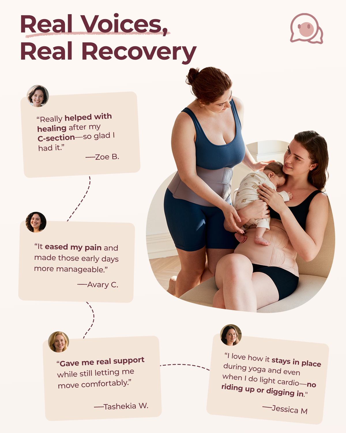 Momcozy Ergowrap Postpartum Belly Band, testimonials of real women, for postpartum support and recovery