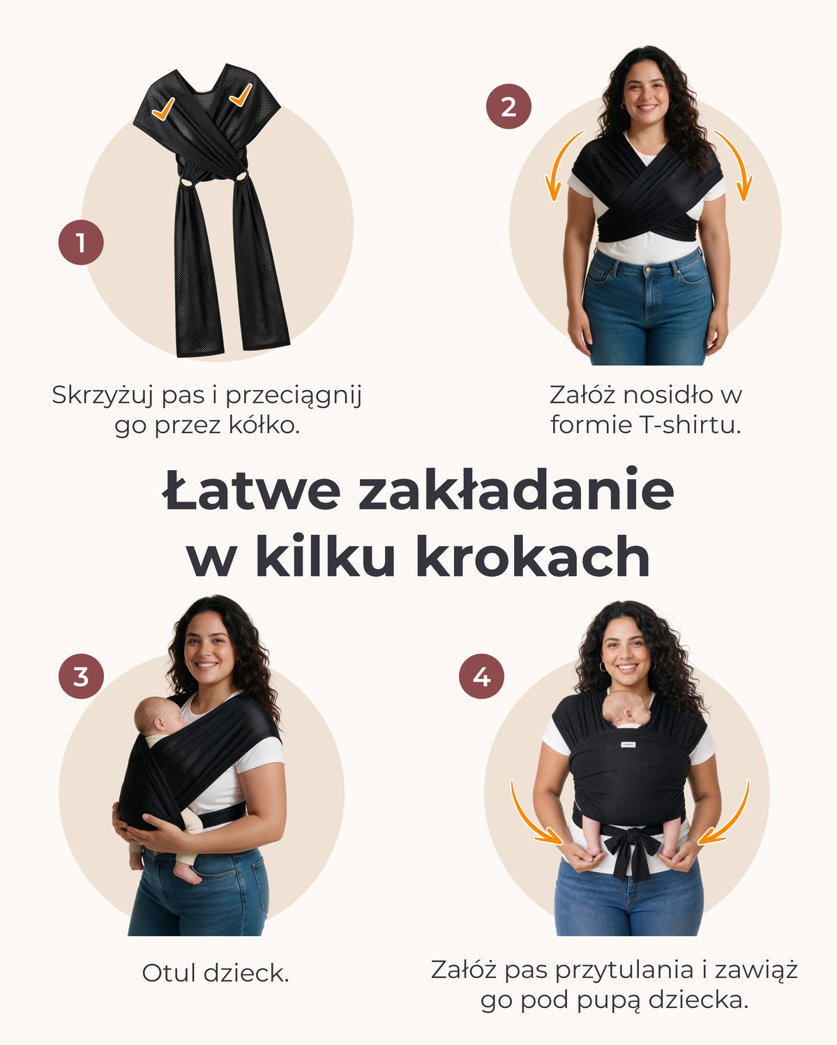 Łatwe do Noszenia, Wolne Ręce – Chusta Elastyczna do Noszenia Dziecka