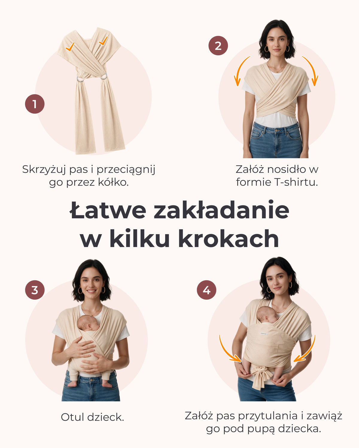 Łatwe do Noszenia, Wolne Ręce – Chusta Elastyczna do Noszenia Dziecka