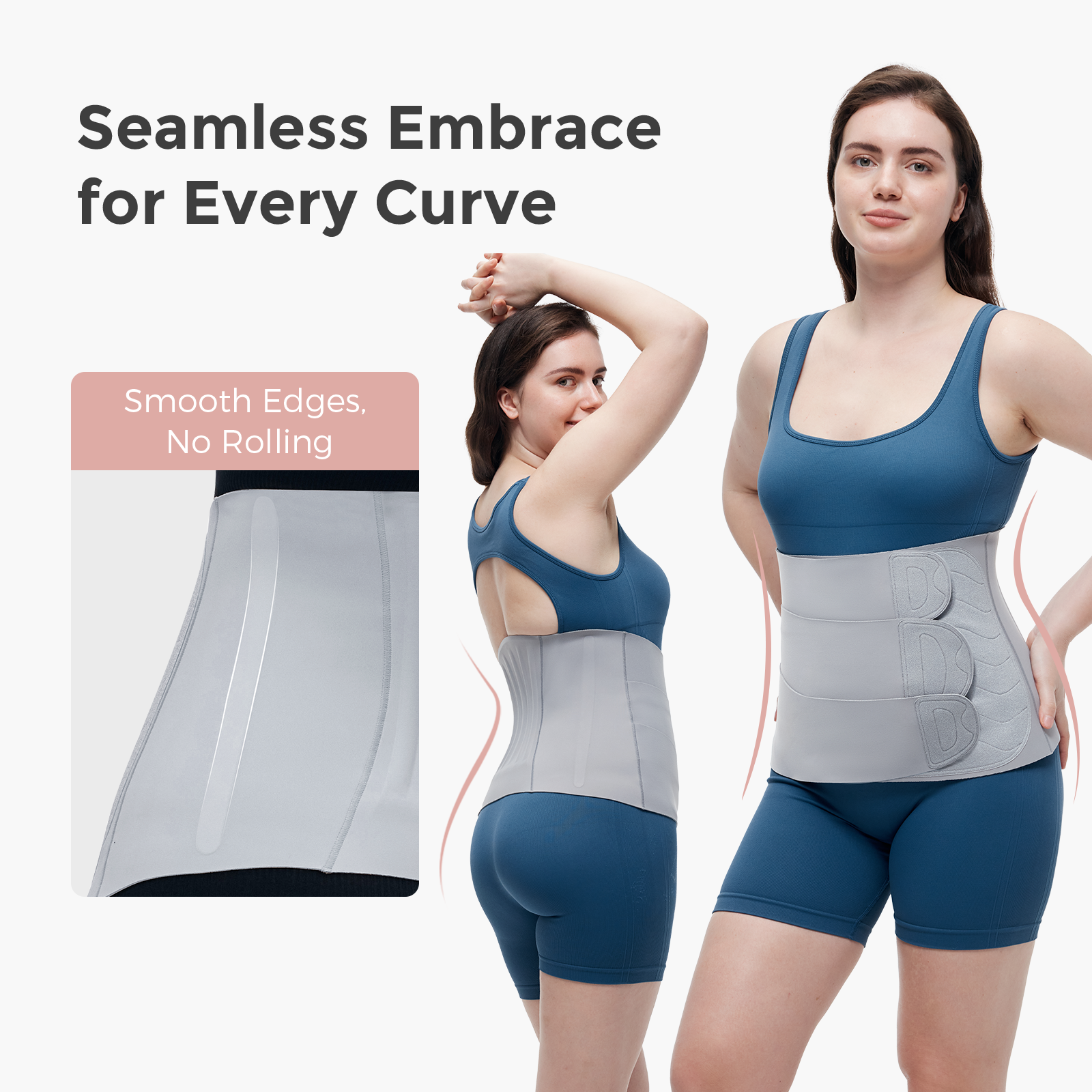Momcozy Ergowrap Postpartum Belly Band in light gray, Smooth edges, Seamless Embrace, postpartum support