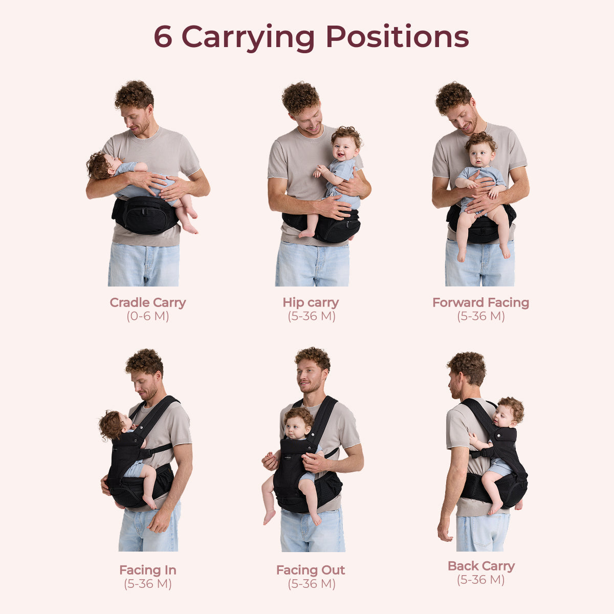 Move2Fit 2-in-1 Ergonomic Hip Seat Baby Carrier