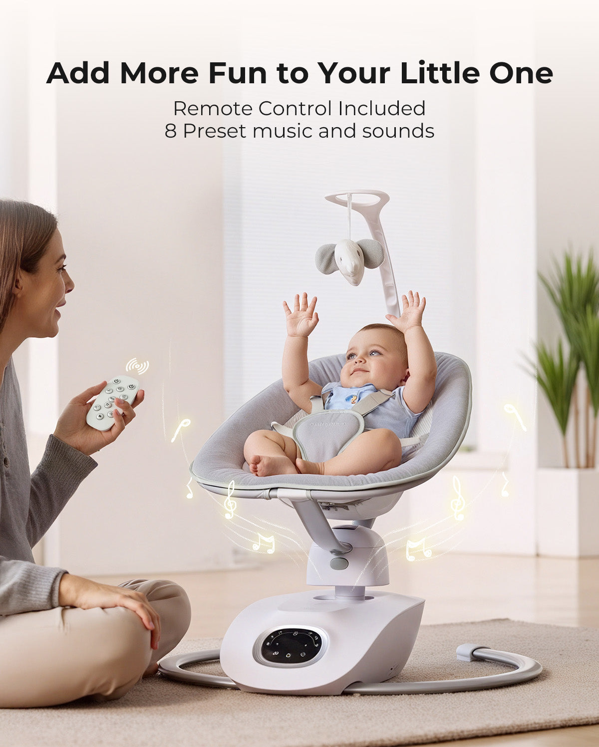 Momcozy CocoSway Leżaczek dla Dzieci - Elektryczna z Ruchem 3D