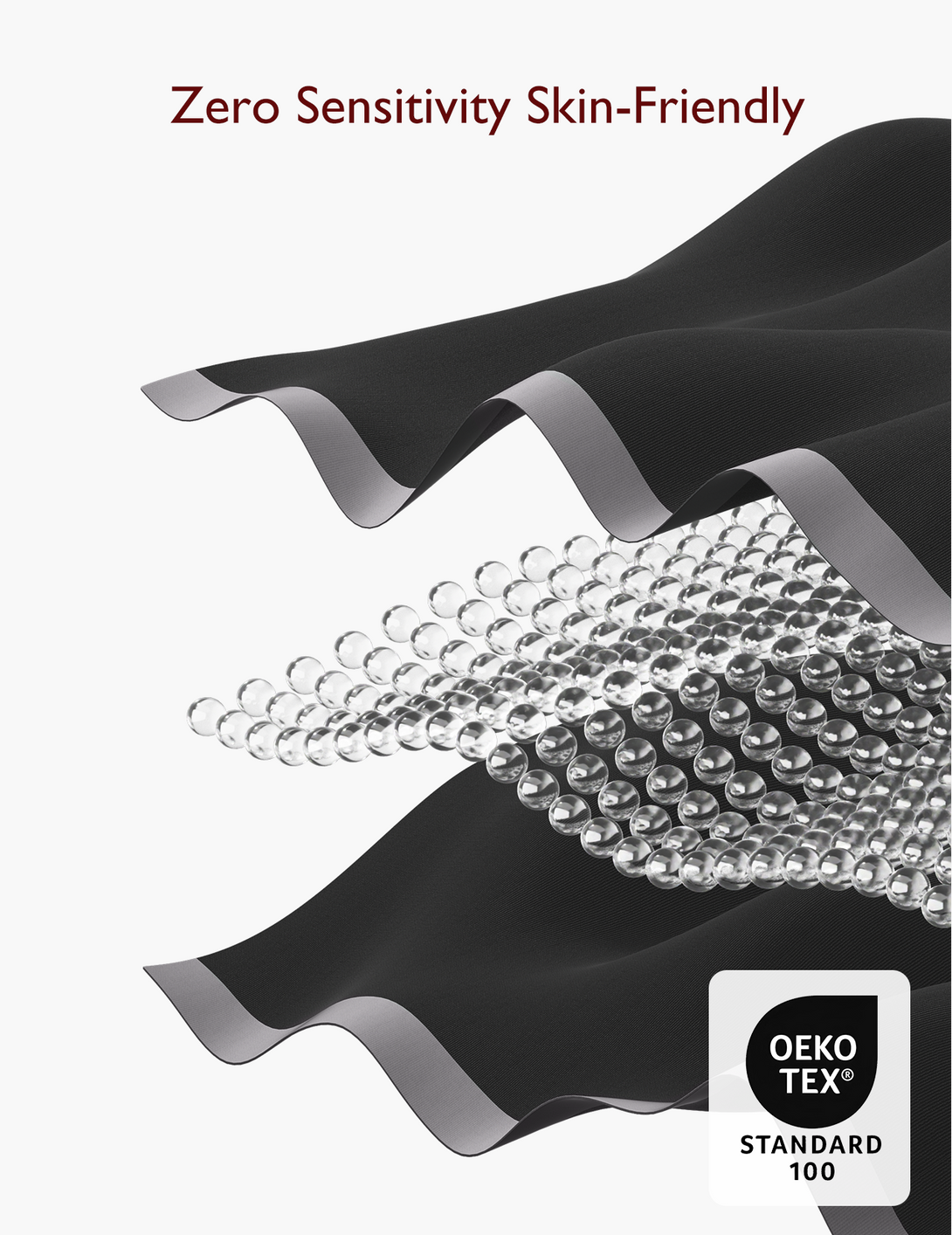 Close-up of skin-friendly black fabric with elastic beads, promoting zero sensitivity for nursing bras.