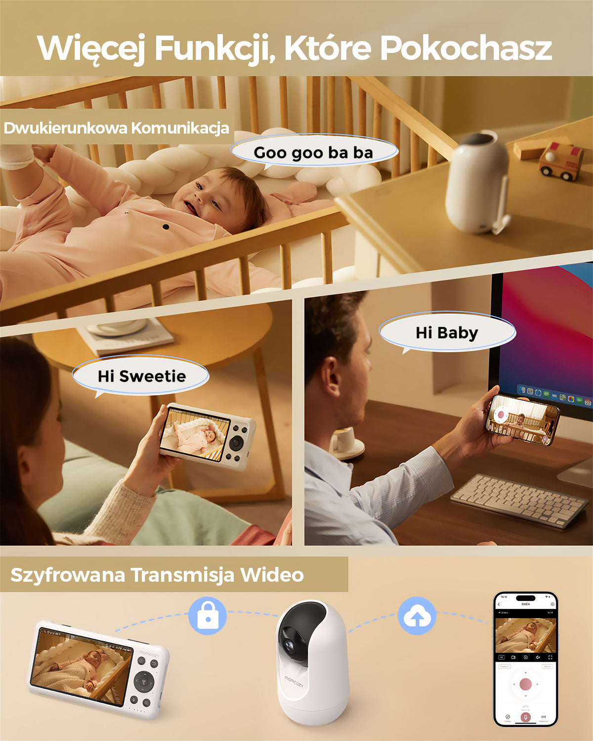 Momcozy 5-Inch Dual-mode Smart Baby Monitor with 2 Camera -BM04