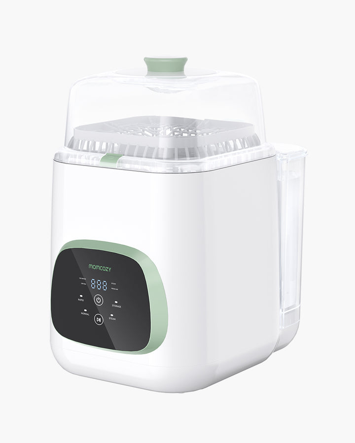 Momcozy KleanPal Pro Baby Bottle Washer with digital display and lid.