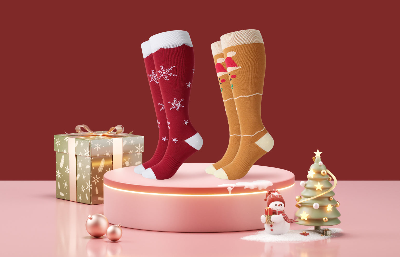 Momcozy Podkolanówki Kompresyjne dla Kobiet w Ciąży, 2 Pary, 15-20 mmHg