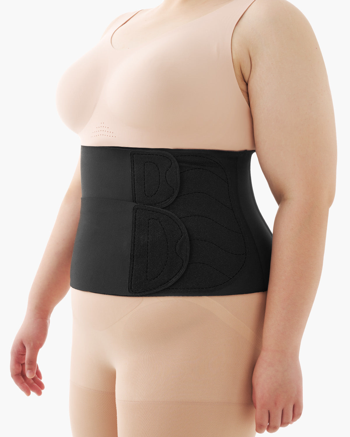 Momcozy Ergowrap postpartum belly band in black, worn by woman, for postpartum support