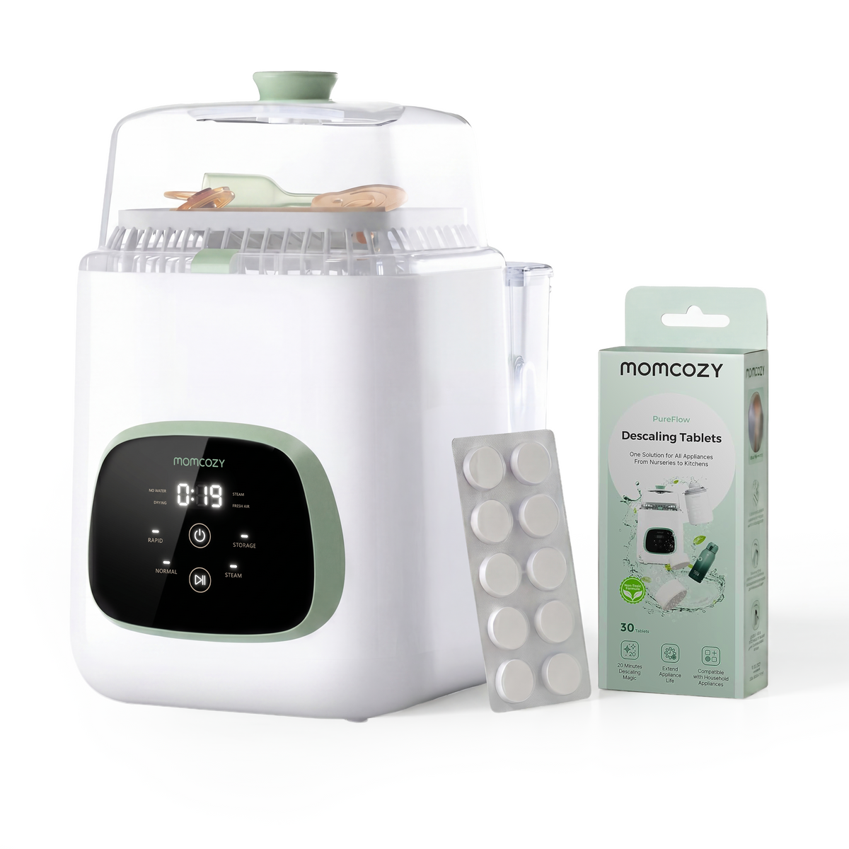 Cleaning Bundle: KleanPal Pro Baby Bottle Washer & 30 Descaling Tablets