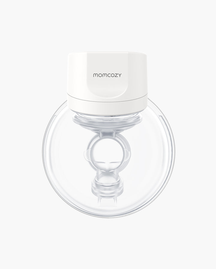 Momcozy S12 Pro Wearable Breast Pump close-up view showcasing the transparent design.