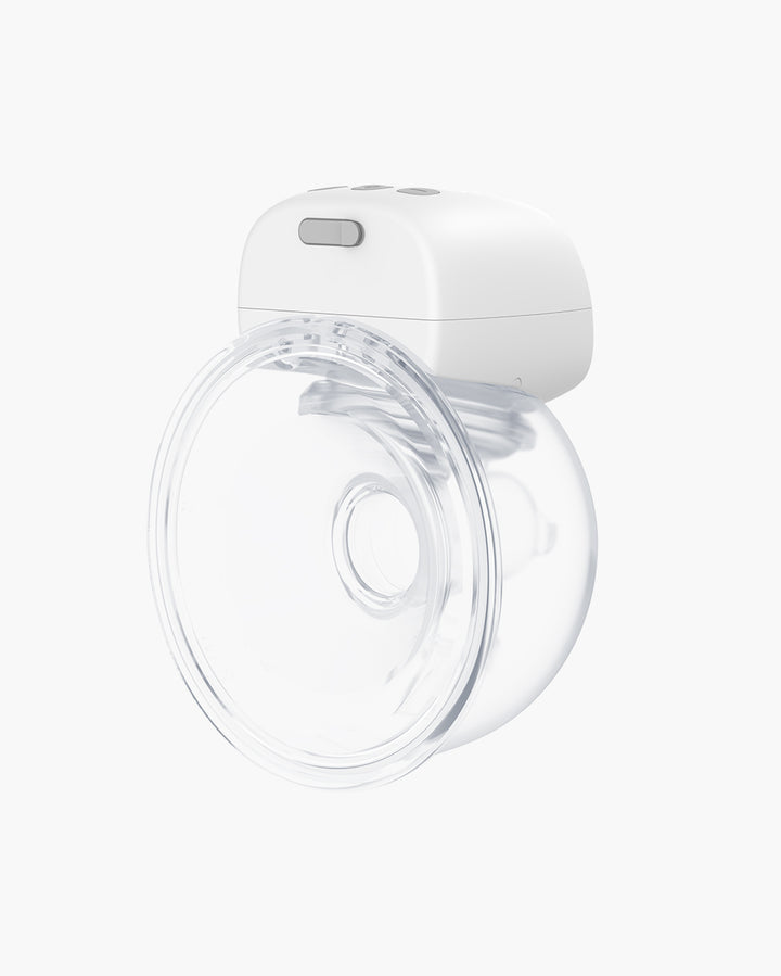 S9 Pro Wearable Breast Pump side view highlighting compact design and transparent milk collector.